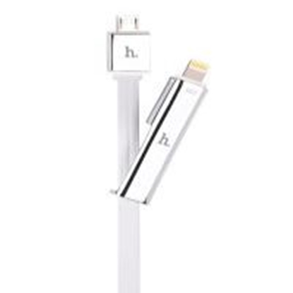 Attēls no Hoco UPL14 Lipstick series charging cable to in one (apple with micro usb) sudrabs