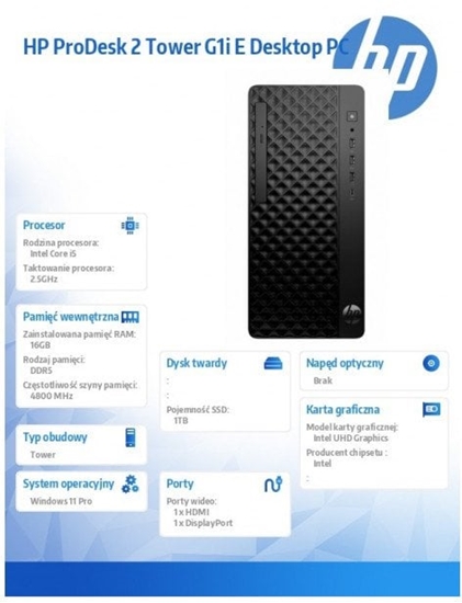 Изображение hp inc. Komputer ProDesk 2 Tower G1i E i5-14400 1TB/16GBW11P B6ZD2ET