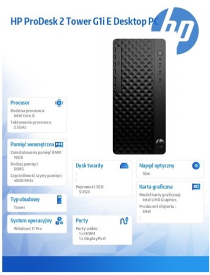 Изображение hp inc. Komputer ProDesk 2 Tower G1i E i5-14400 512GB/16GB/W11P B6ZD1ET