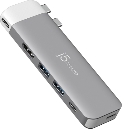 Attēls no HUB USB j5create j5create JCD394-N huby i koncentratory 2 x USB 3.2 Gen 2 (3.1 Gen 2) Type-C 5000 Mbit/s Szary, Biay