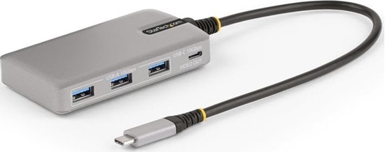 Picture of StarTech.com 4-Port USB-C Hub with USB-C DP Alt Mode Video Output 4K 60Hz, 3x USB-A, 1x USB-C, 100W Power Delivery Pass-Through, USB 3.2 Gen 2 (10Gbps), Portable USB Type-C to USB Type-A/C - 1ft (30cm) Host Cable (HB31C3A1CDPPD3) - Hub - 1 x USB-C +