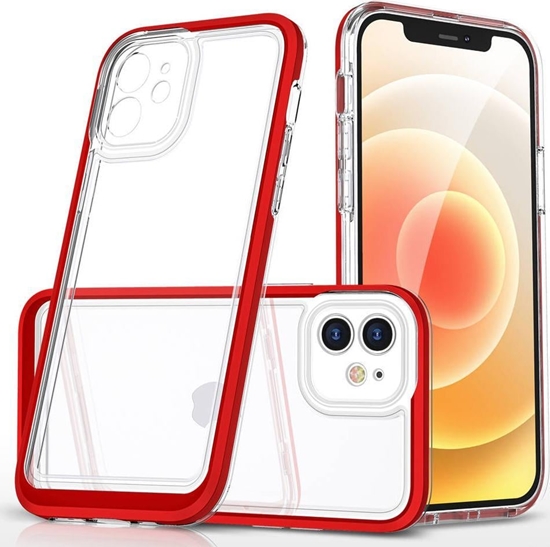 Изображение Hurtel Clear 3in1 etui do iPhone 12 elowy pokrowiec z ramk czerwony