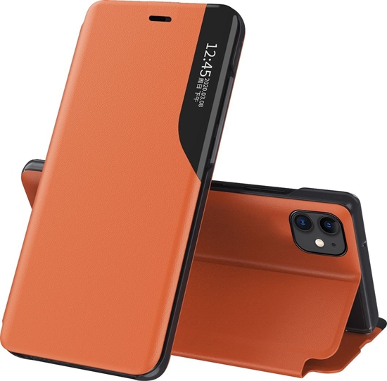 Изображение Hurtel Eco* Leather View Case elegancki futera etui z klapk i funkcj podstawki iPhone 13 Pro Max pomaraczowy