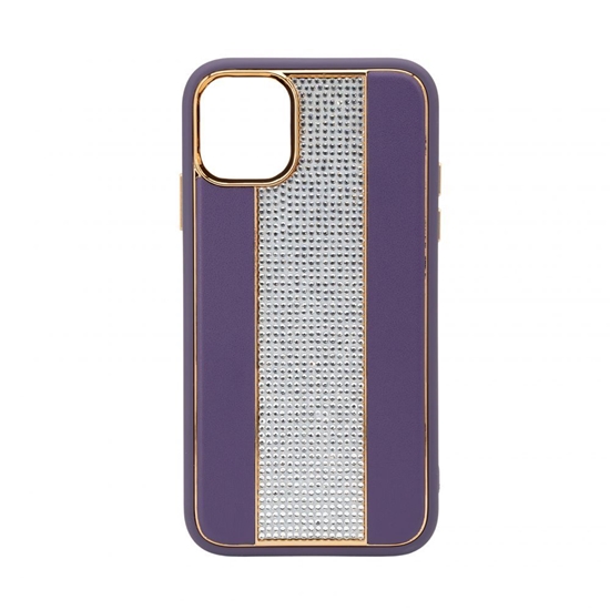 Picture of iLike Apple iPhone 11 Diamonds and Leather Case Purple