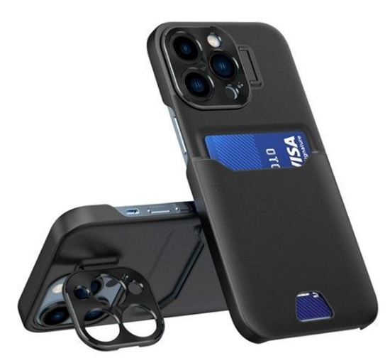 Picture of iLike Apple iPhone 14 Pro Leather Stand Case cover card wallet with stand Black