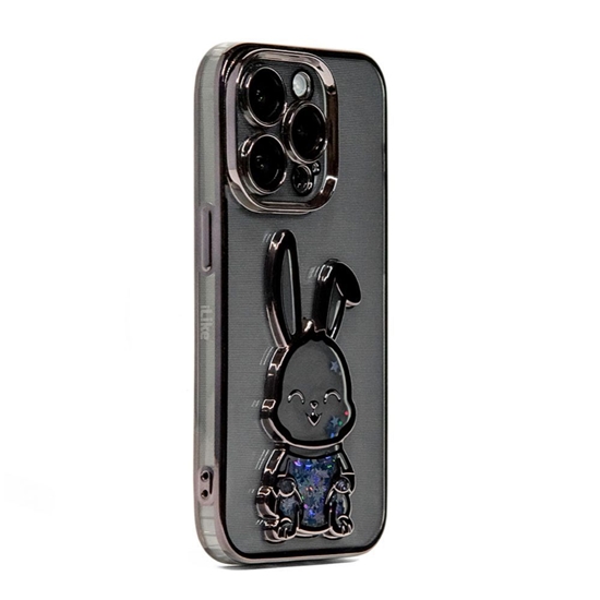 Picture of iLike Apple iPhone 14 Pro Max Silicone Case Print Desire Rabbit Black