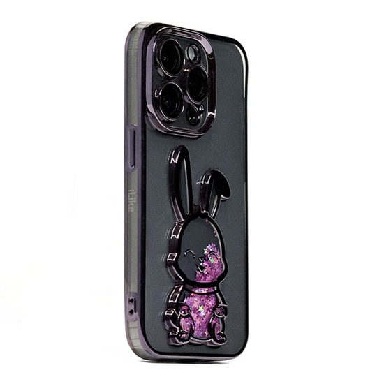 Picture of iLike Apple iPhone 15 Pro Max Silicone Case Print Desire Rabbit Purple