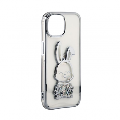 Picture of iLike Apple iPhone 15 Silicone Case Print Desire Rabbit Silver