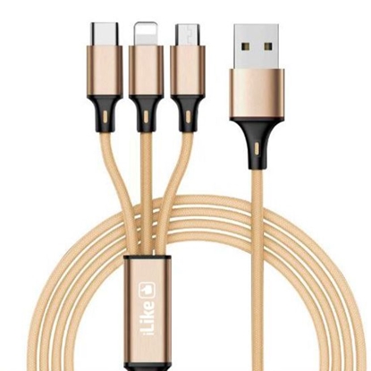 Picture of iLike Charging Cable 3 in 1 CCI02 Gold