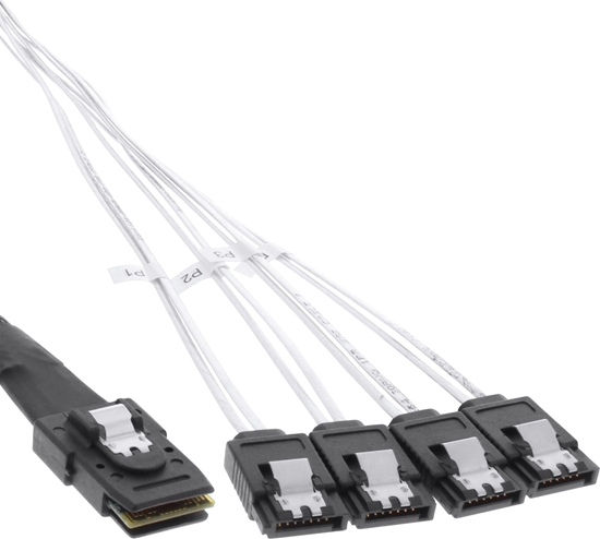 Picture of InLine InLine® SAS Connector Cable Mini SAS SFF8087 to 4x SATA Crossover OCF 1m