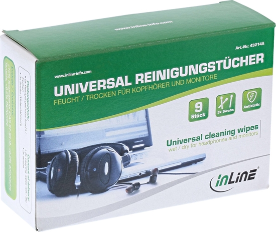 Изображение InLine InLine® Universal Cleaning Wipes wet/dry for headphones and monitors