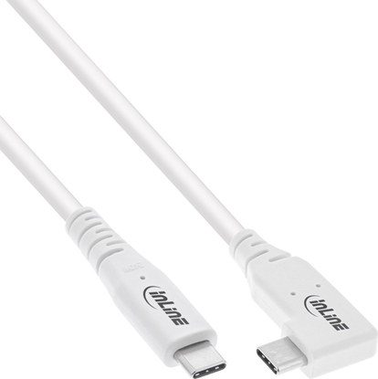 Picture of InLine ® USB4 cable, USB Type-C, one side angled, PD 240W, 8K60Hz, TPE white, 1m