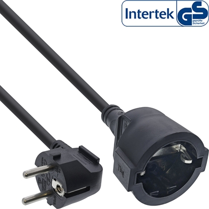 Picture of InLine® Strom-Verlängerung Schutzkontakt Stecker gewinkelt/Buchse, schwarz, 1,5m