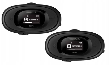 Attēls no Interkom motocyklowy Sena 5R-01D 5R Bluetooth 5.1 700m z wywietlaczem LCD i uniwersalnym zestawem mikrofonów na 2 kaski
