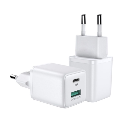 Attēls no Joyroom Joyroom wall charger (EU plug) USB / USB Type C 30W Power Delivery QuickCharge 3.0 AFC FCP white (L-QP303)