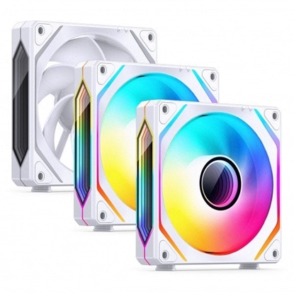 Изображение Jonsbo ZL-120WR PWM ARGB Lüfter 3er Pack, umgekehrte Ausrichtung - 120mm, weiß
