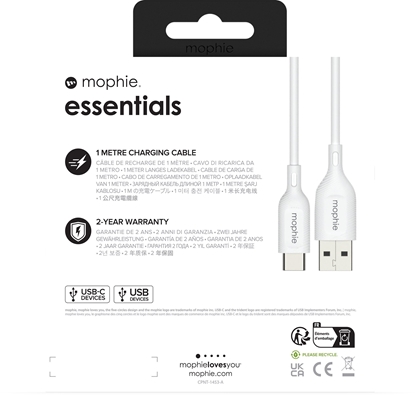 Picture of Kabel USB Mophie USB-A - USB-C 1 m Biay (MPH71)