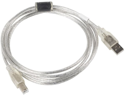 Изображение Kabel USB Lanberg USB-A - USB-B 1.8 m Przezroczysty (CA-USBA-12CC-0018-TR)