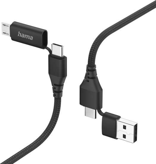 Picture of Kabel USB Hama USB-A - USB-C + micro-B + Lightning Czarny (002015370000)