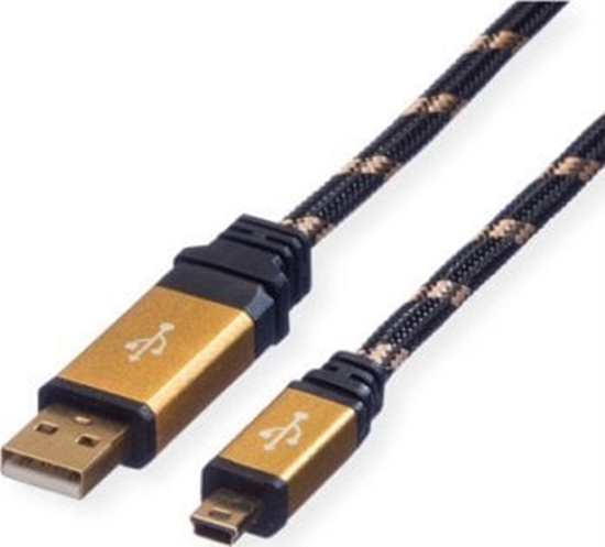 Picture of Roline GOLD USB 2.0 Cable, A - 5-Pin Mini, M/M, 0.8 m