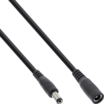Picture of Kabel zasilajcy InLine InLine® DC extension cable, DC plug male/female 5.5x2.1mm, AWG 18, black, 0,5m