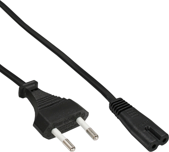 Picture of Kabel zasilajcy InLine Inline® power cable, Italy CEE7/16 plug to Euro 8 C7 plug, black, 1.8m