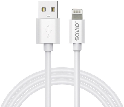 Attēls no Kabelis SAVIO USB-A – Lightning 1 m, White, 2.4A