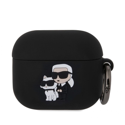 Изображение Karl Lagerfeld - Karl Lagerfeld 3D Logo NFT Karl and Choupette Silicone Case for AirPods 3 Black