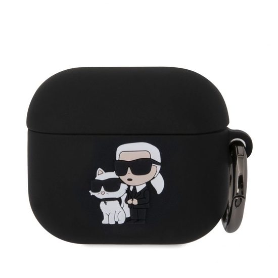 Изображение Karl Lagerfeld - Karl Lagerfeld 3D Logo NFT Karl and Choupette Silicone Case for AirPods 3 Black