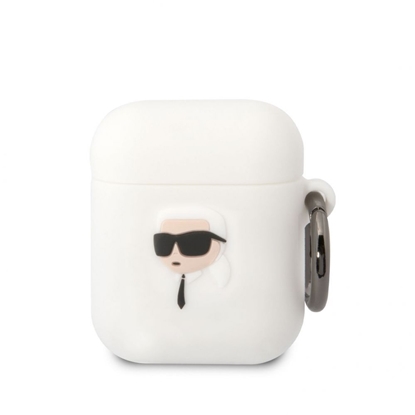 Изображение Karl Lagerfeld Apple Airpods 1/2 3D Logo NFT Karl Head Silicone Case White