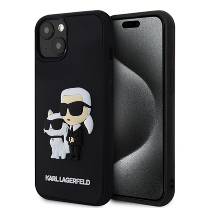 Attēls no Karl Lagerfeld - Karl Lagerfeld 3D Rubber Karl and Choupette Case for iPhone 13 Black