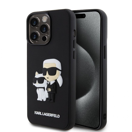 Picture of Karl Lagerfeld - Karl Lagerfeld 3D Rubber Karl and Choupette Case for iPhone 14 Pro Max Black