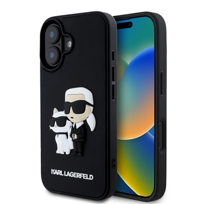 Attēls no Karl Lagerfeld - Karl Lagerfeld 3D Rubber Karl and Choupette Case for iPhone 16 Black