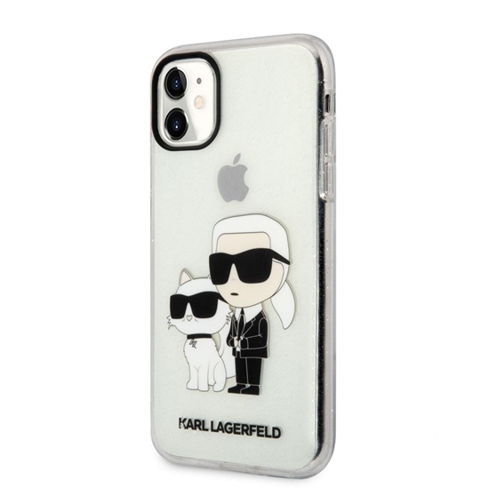Picture of Karl Lagerfeld - Karl Lagerfeld IML Glitter Karl and Choupette NFT Case for iPhone 11 Transparent