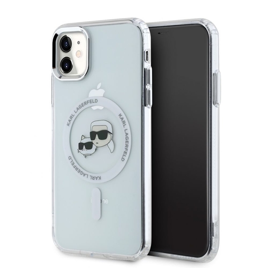 Picture of Karl Lagerfeld - Karl Lagerfeld IML K&CH Heads Metal Frame MagSafe Case for iPhone 11 Transparent