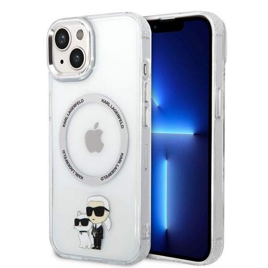 Picture of Karl Lagerfeld - Karl Lagerfeld IML Karl and Choupette MagSafe Case for iPhone 15 Transparent