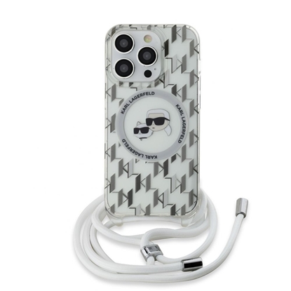 Attēls no Karl Lagerfeld - Karl Lagerfeld IML Monogram Crossbody K&CH Heads MagSafe Case for iPhone 14 Pro Max Transparent