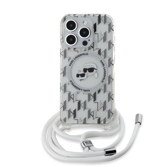 Picture of Karl Lagerfeld - Karl Lagerfeld IML Monogram Crossbody K&CH Heads MagSafe Case for iPhone 15 Pro Max Transparent