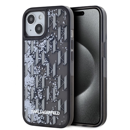 Изображение Karl Lagerfeld Apple Karl Lagerfeld Liquid Glitter Monogram Gradient Case for iPhone 15 Black