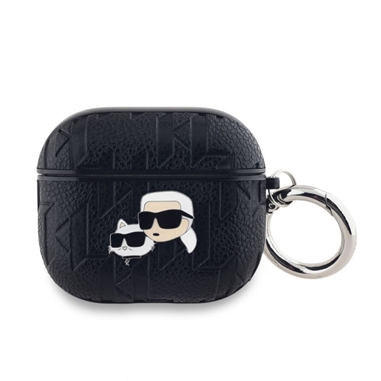 Изображение Karl Lagerfeld - Karl Lagerfeld PU Embossed Karl and Choupette Heads Case for AirPods 3 Black