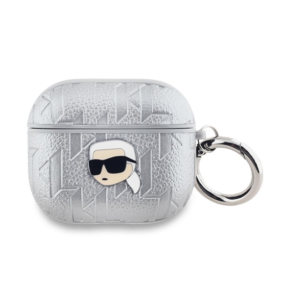 Picture of Karl Lagerfeld - Karl Lagerfeld PU Embossed Karl Head Case for AirPods 3 Silver