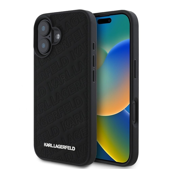 Picture of Karl Lagerfeld - Karl Lagerfeld PU Quilted Pattern Case for iPhone 16 Black