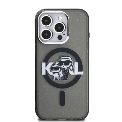 Attēls no Karl Lagerfeld IML Glitter Karl and Choupette Sketch MagSafe Case for Apple iPhone 15 Pro Max