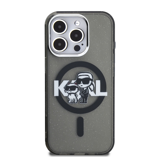 Picture of Karl Lagerfeld IML Glitter Karl and Choupette Sketch MagSafe Case for Apple iPhone 15 Pro Max