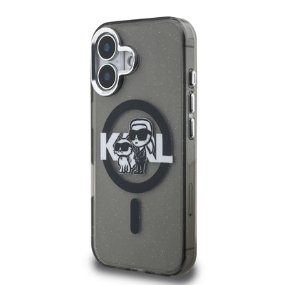 Attēls no Karl Lagerfeld IML Glitter Karl and Choupette Sketch MagSafe Case for Apple iPhone 16
