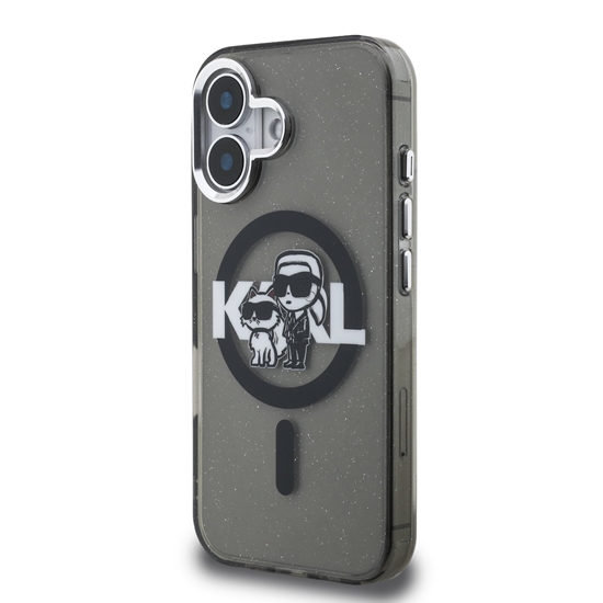 Picture of Karl Lagerfeld IML Glitter Karl and Choupette Sketch MagSafe Case for Apple iPhone 16