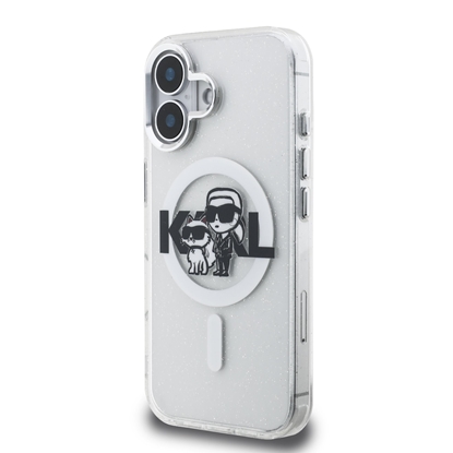 Attēls no Karl Lagerfeld IML Glitter Karl and Choupette Sketch MagSafe Case for Apple iPhone 16