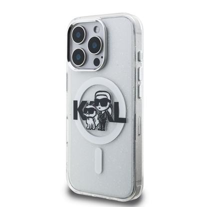 Attēls no Karl Lagerfeld IML Glitter Karl and Choupette Sketch MagSafe Case for Apple iPhone 16 Pro Max