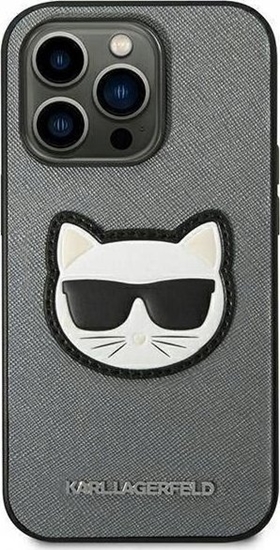 Picture of Karl Lagerfeld KARL LAGERFELD IPHONE 14 PRO CHOUPETTE HEAD PATCH KLHCP14LSAPCHG SILVER