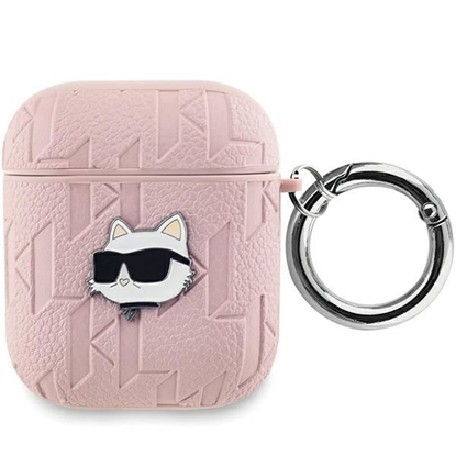 Attēls no Karl Lagerfeld PU Embossed Choupette Head Case for AirPods 1/2 / Pink